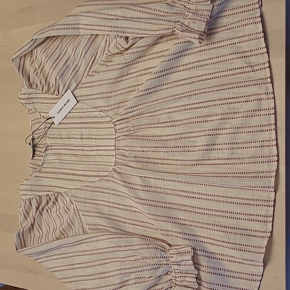 NWT Elizabeth and James Boho Striped Brown and Off-white Peasent Blouse